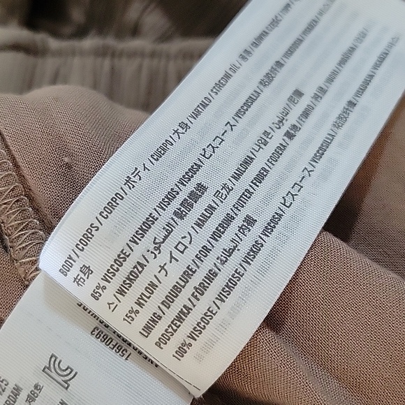 Abercrombie & Fitch Crinkle Texture Wide Leg High Rise Waist Pants Tan Brown LG - Picture 12 of 12